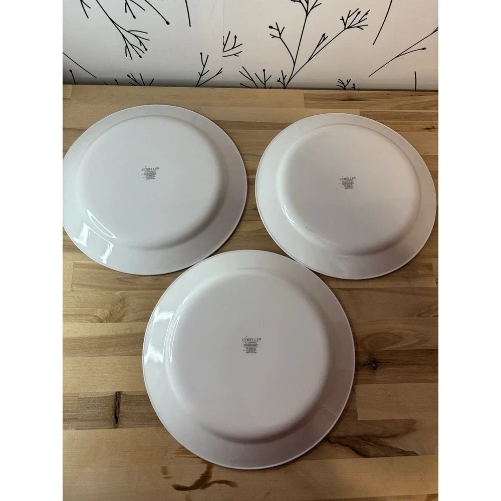 Pink Trio Pattern Corelle by Corning Dinner Plates Set of 7, 10